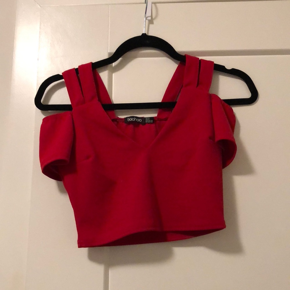 Red cropped top